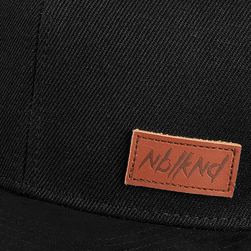 Nebelkind Snapback Cap Unisex Classy Suede Schwarz, OneSize verstellbar, hochwertige Basecap, Streetwear Style, Retro Baseball-Kappe